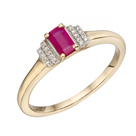 Ruby Baguette Ring In Yellow Gold 